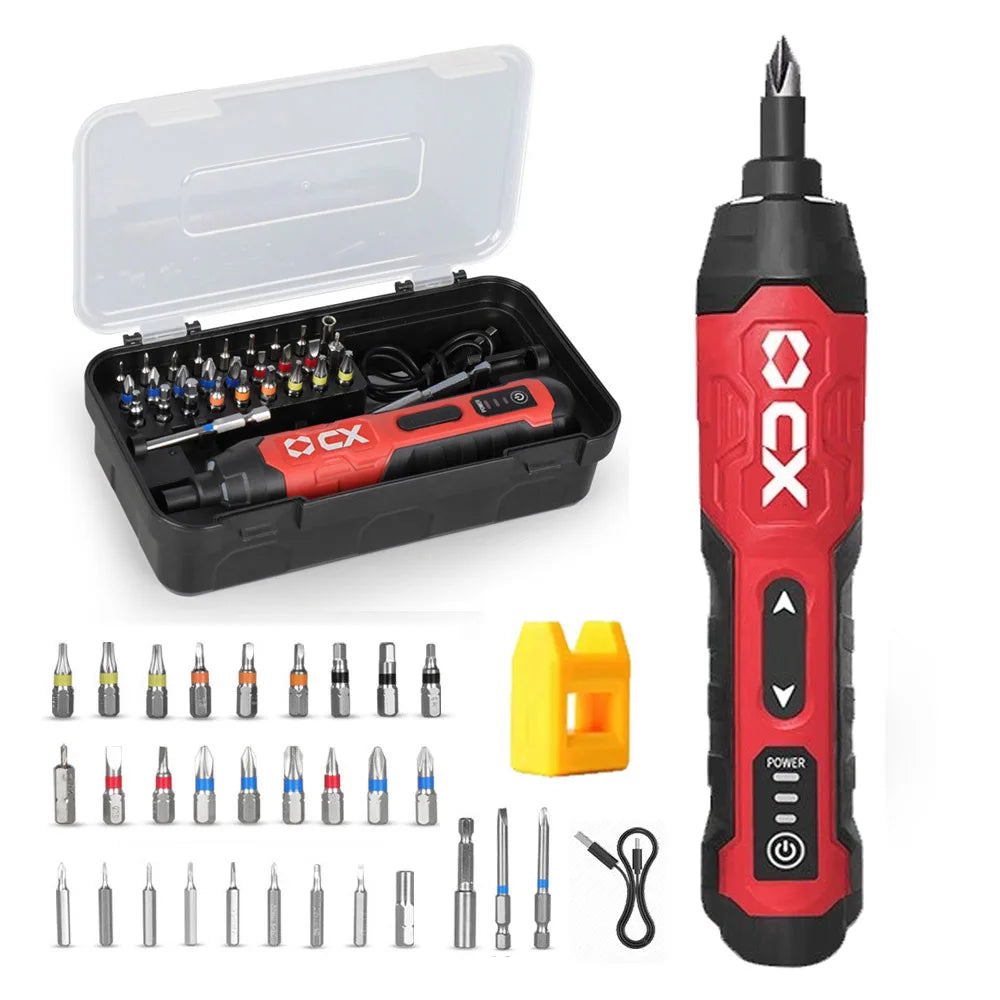 Cordless Electric Screwdriver, Rechargeable, 2000mAh Lithium Battery, Mini Drill, 4V Power Tools Set, Household Maintenance Re