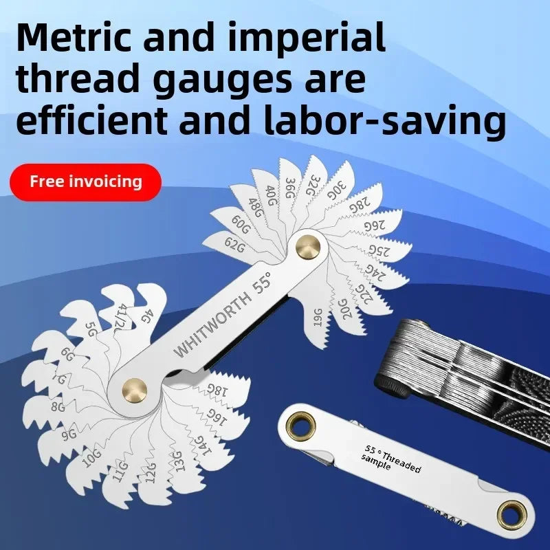 Universal Stainless Steel Thread Pitch & Screw Pitch Gauge