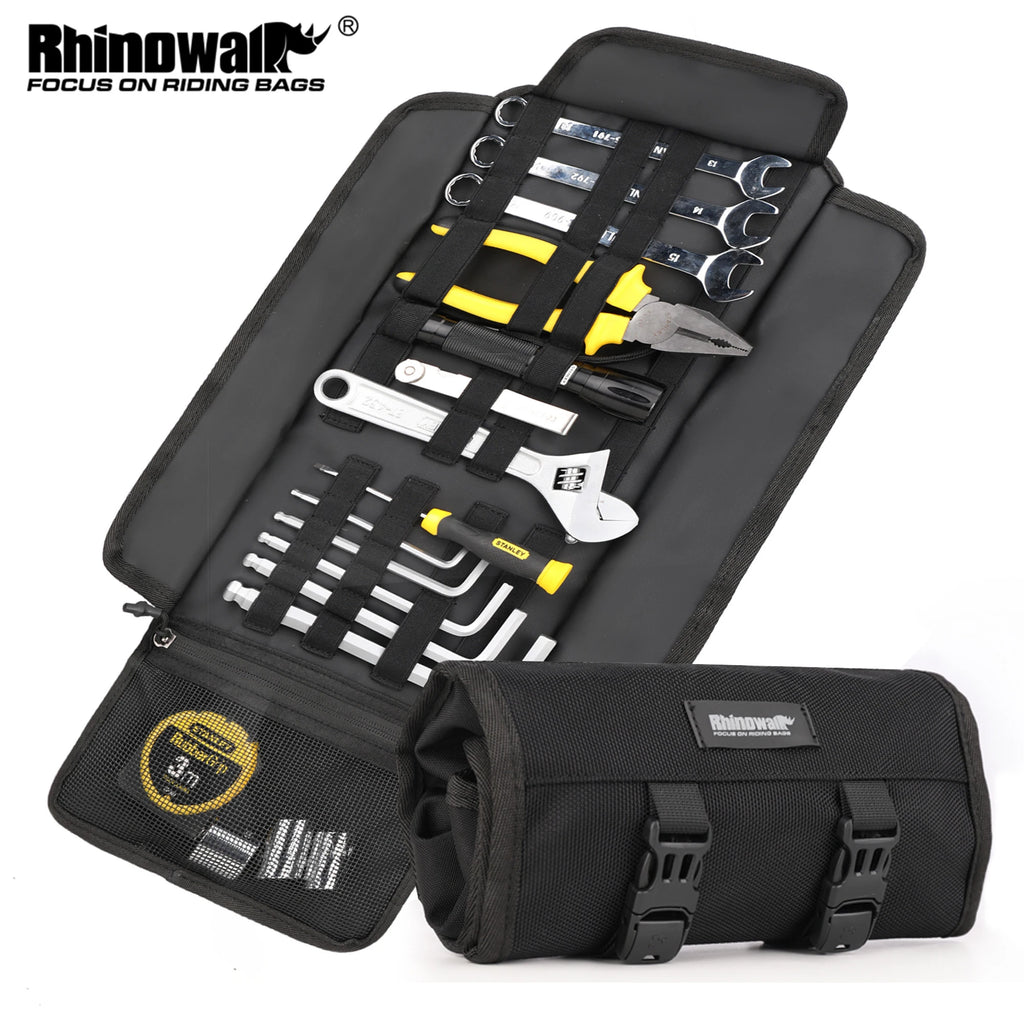Rhinowalk Motorcycle Tool Roll Bag Portable Motor Saddlebags Side Tool Storage Bag Pouch Outdoor  Travel Repair Working Tool