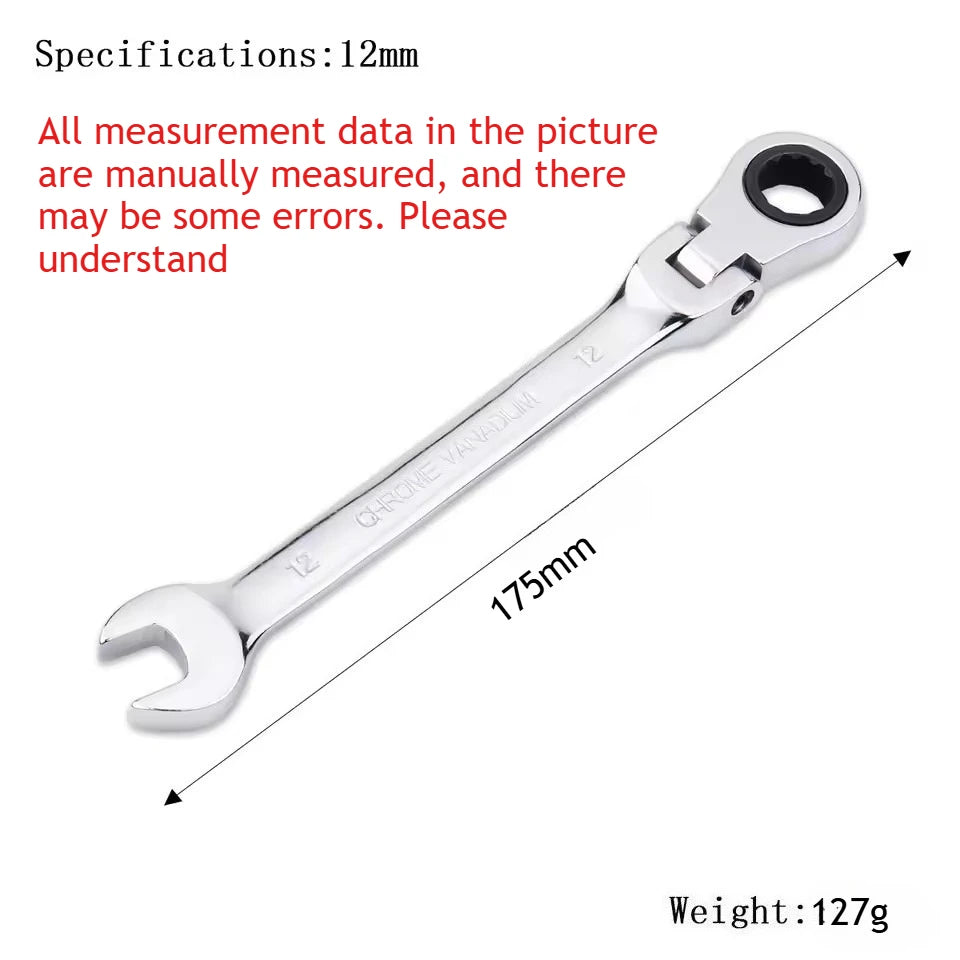 Universal 72-Tooth Ratchet Wrench, Automatic, Fast and Labor-Saving, Dual-Use, with Open End, Movable Head, Open Plummer, 1pcs