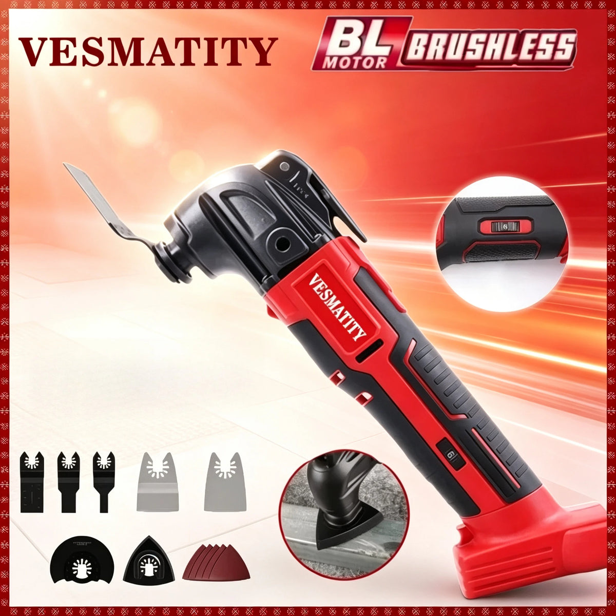 Electric Oscillating Multi Function Tool  Cordless Vibration Trimmer Cutting Saw Power Tools For Milwaukee Battery