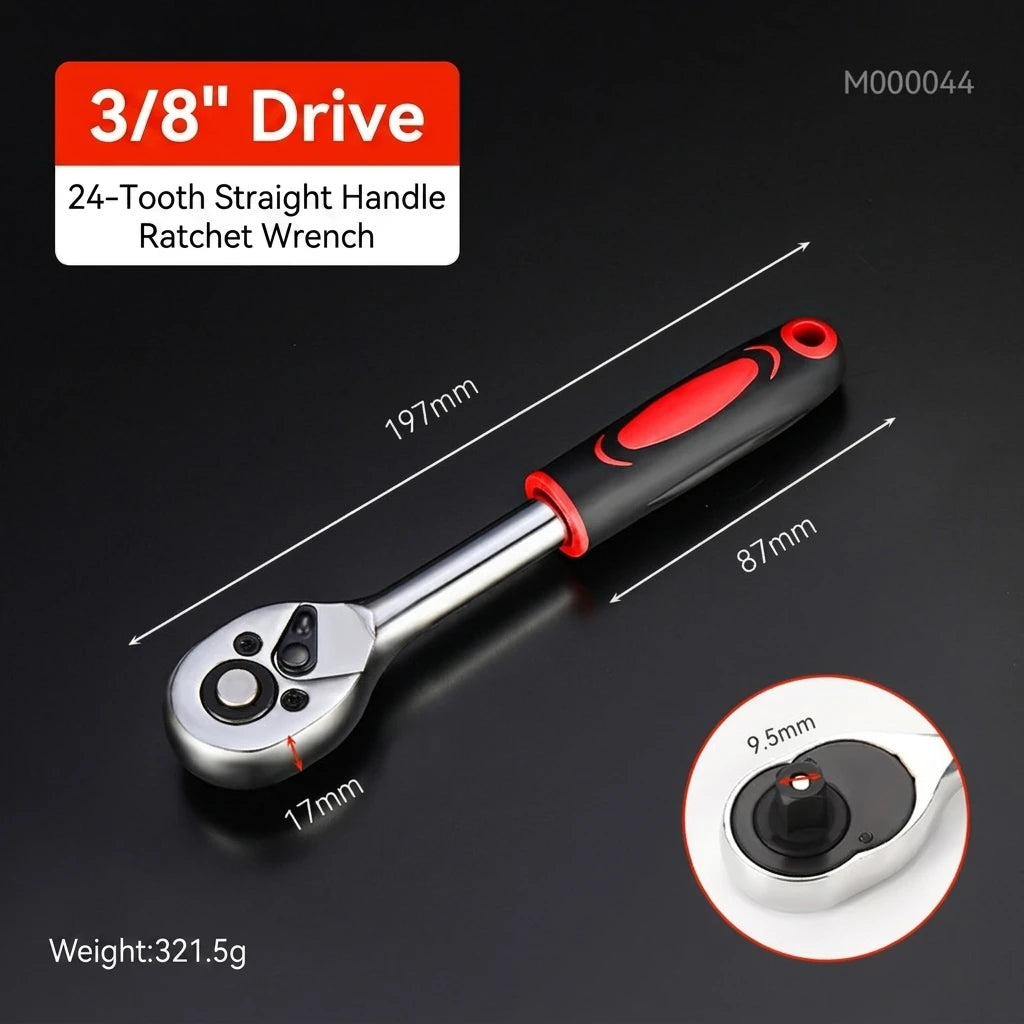 24/72 Tooth Quick Ratchet Wrench 1/2 1/4 3/8 Inch Two-Way Socket Wrench Car Bicycle Repair Tool Chrome Vanadium Steel