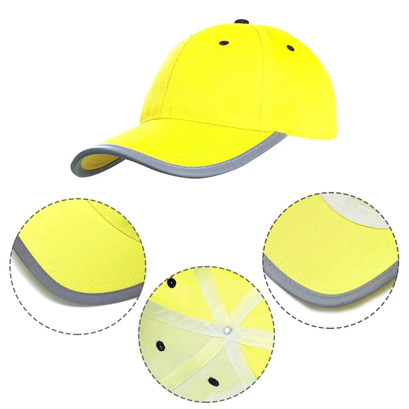 High-Visibility Reflective Safety Baseball Cap – Fluorescent Yellow Traffic & Work Hat