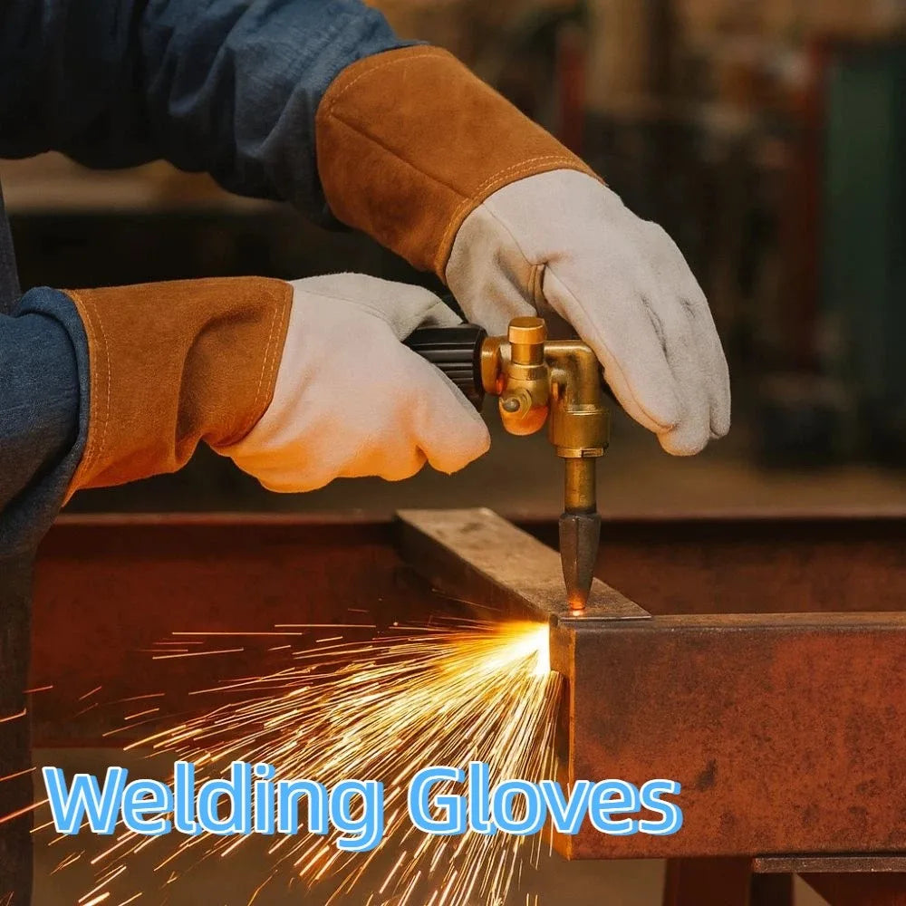 1 Pair Wear-Resistant Welding Gloves Heat Resistant Cut Resistant Protective Gloves Heavy Duty Thickened Gauntlet Gloves