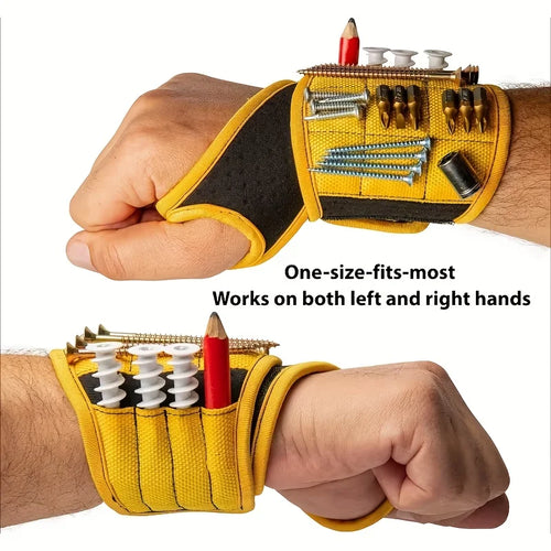 1-Piece Tool Storage Wristband with Thumb-Wrap Design, Magnetic Tool Storage Strap with Metal Accessories, Strong Magnetic Wristband