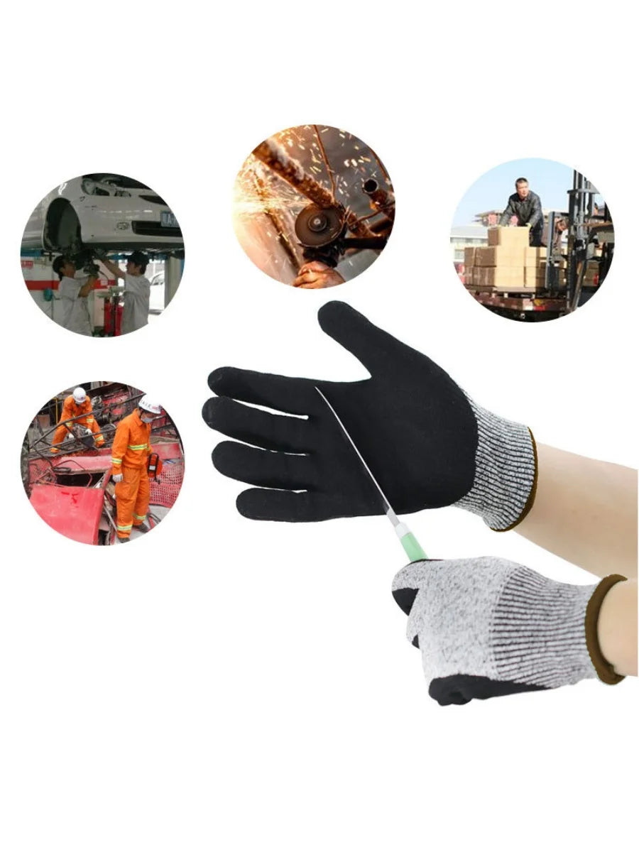 Work Gloves Comfort Grip Wear-Resistant Slip-Resistant Gloves Anti-Labor Safety Gloves Nitrile Rubber Gloves