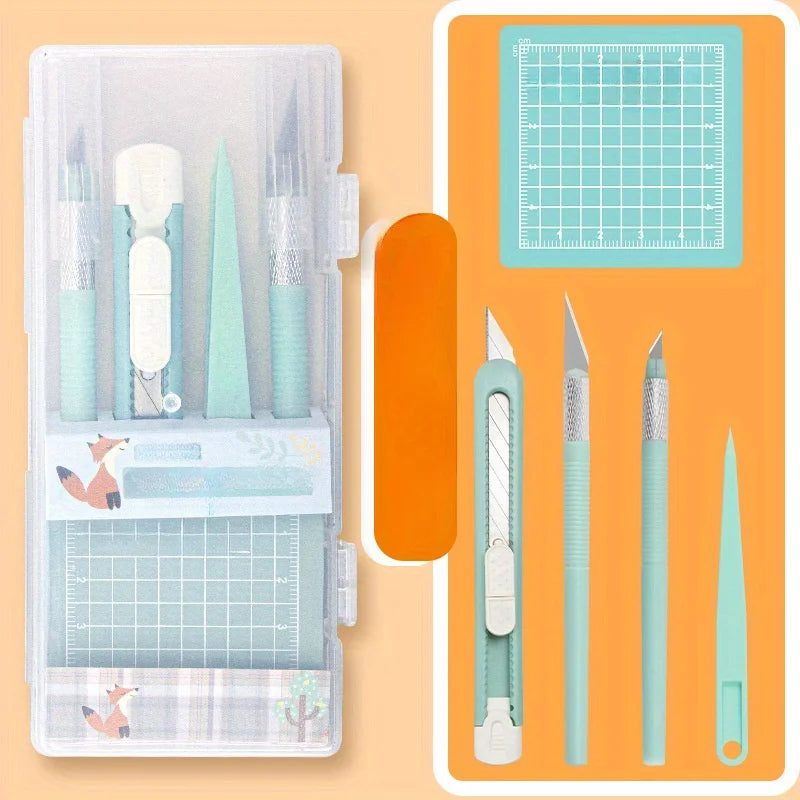 DIY Scrapbooking Tool Kit – Craft Hand Tools Set with Carving Knife, Tweezers & Mini Cutting Pad
