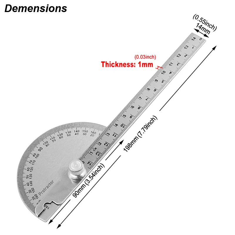180-Degree Stainless Steel Digital Protractor & Angle Finder Ruler