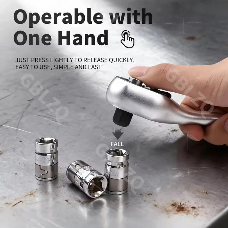 24 Tooth Drive Ratchet Wrench Set 1/4 3/8 1/2 Inch Multi-functional DIY Hand Tool Socket for Home Repair
