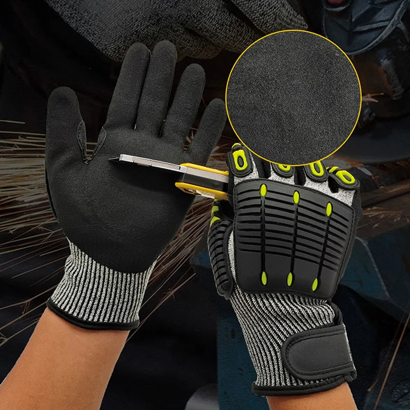 New Safety Anti Vibration Safety Work Gloves Wear-resistant And Cut-resistant Mechanics Protective Work Gloves