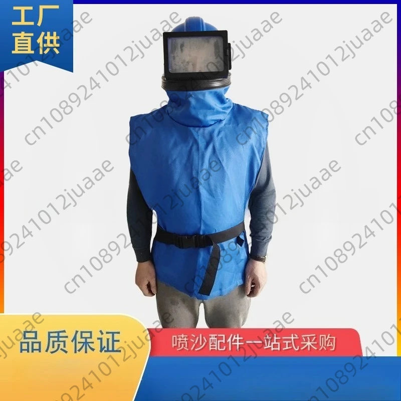 Heavy-Duty Sandblasting Hood Helmet System with Air Tube & Protective Shawl