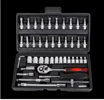 46pcs Car Repair Tool Kit 1/4-Inch Socket Set Car Repair Tool Ratchet Torque Wrench Combo Auto Repairing Set Mechanic Tool