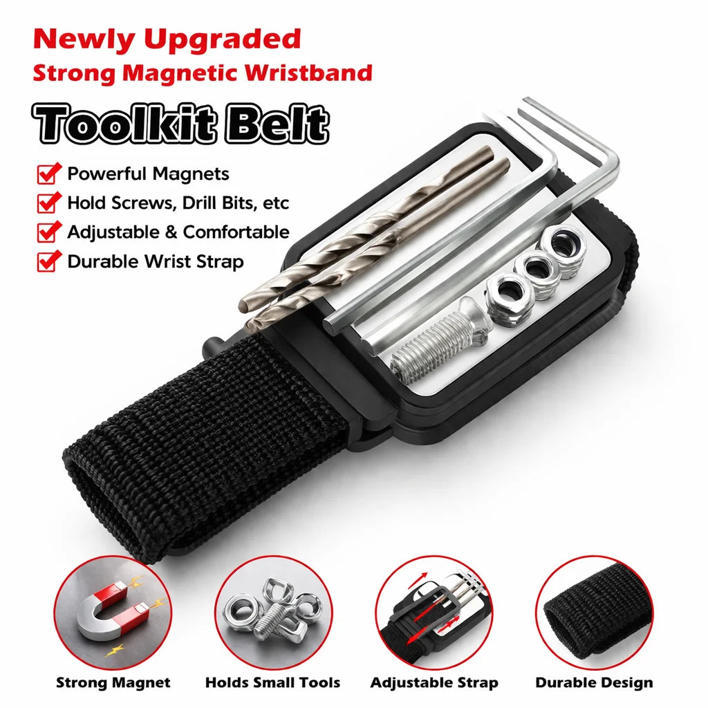 Magnetic Wristband Tool Holder Portable Wrist Strap Toolkit Belt for Screws Nails Drill Bits Electrician Carpenter