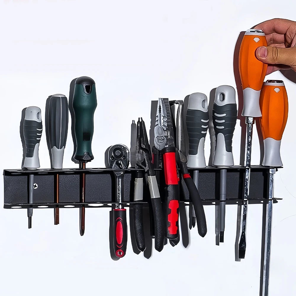 Heavy-Duty Wall Mounted Metal Tool & Screwdriver Storage Rack