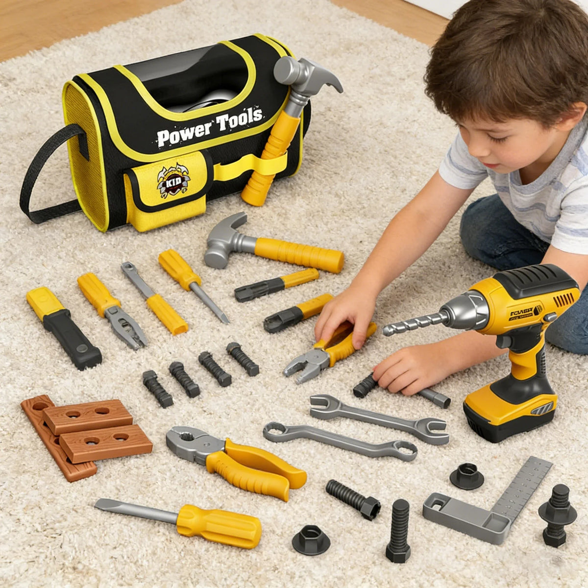 Kids Simulation Repair Tool Box Set – Educational Pretend Play Engineering Kit