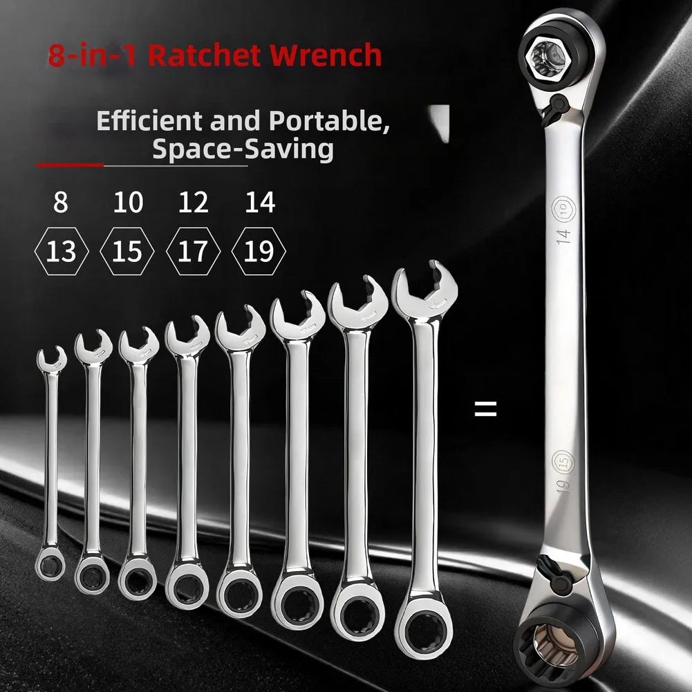 4 in 1 Ratchet Wrench Set Built from 40CR Chrome Vanadium Steel with 72 Tooth Ratchet and Retractable Blade Functionality