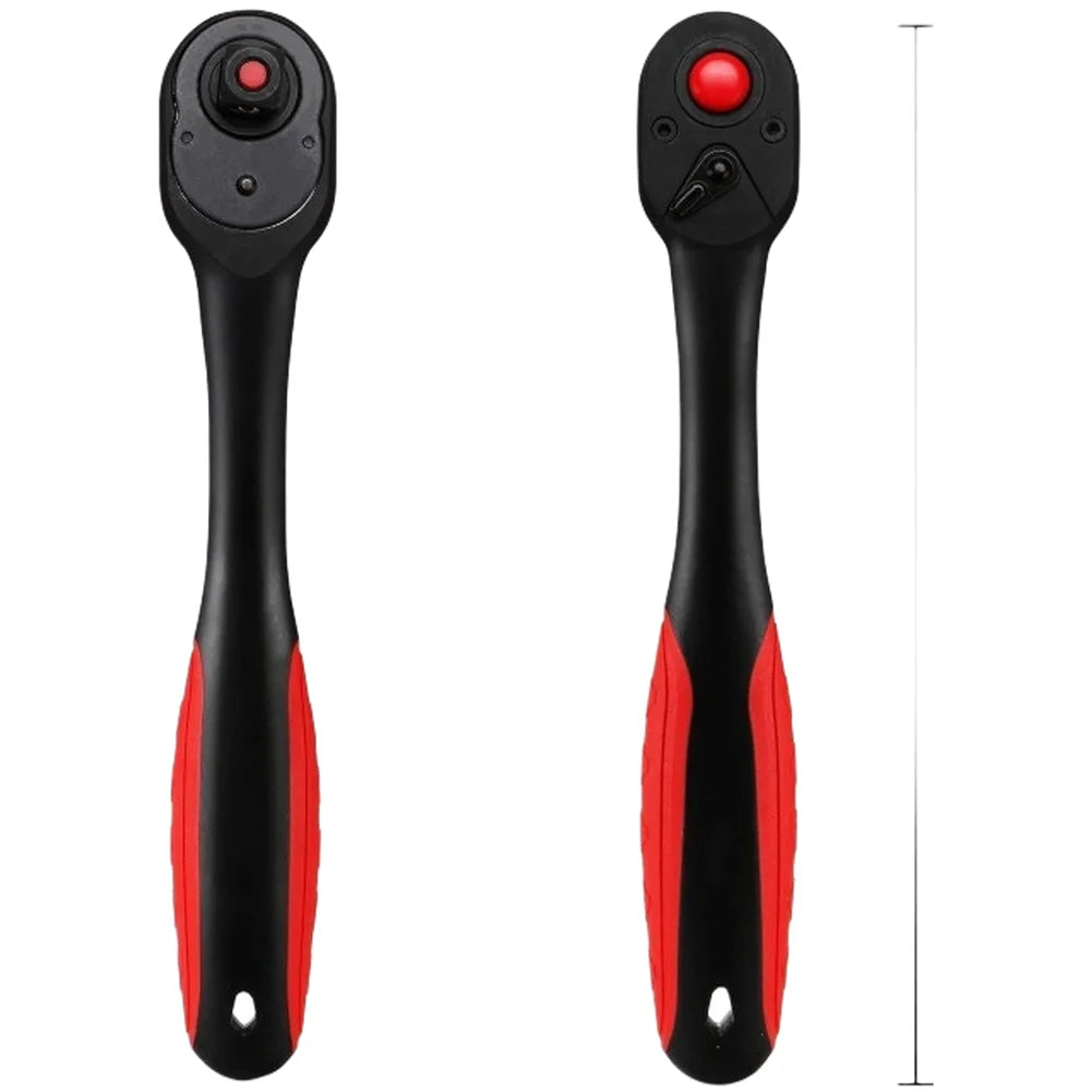 72 Tooth Mechanism Ratchet Wrench Set with Curved Handle for 1/4 3/8 1/2 Inch Sockets Efficient Swing Angle for Tight Spots