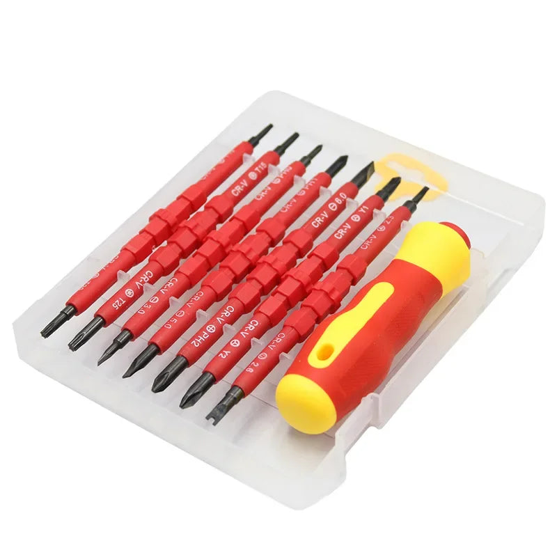 13pcs/8pcs Electrician Repair Tools Kit  1000V Changeable Insulated Screwdrivers Set with Magnetic Slotted Bits