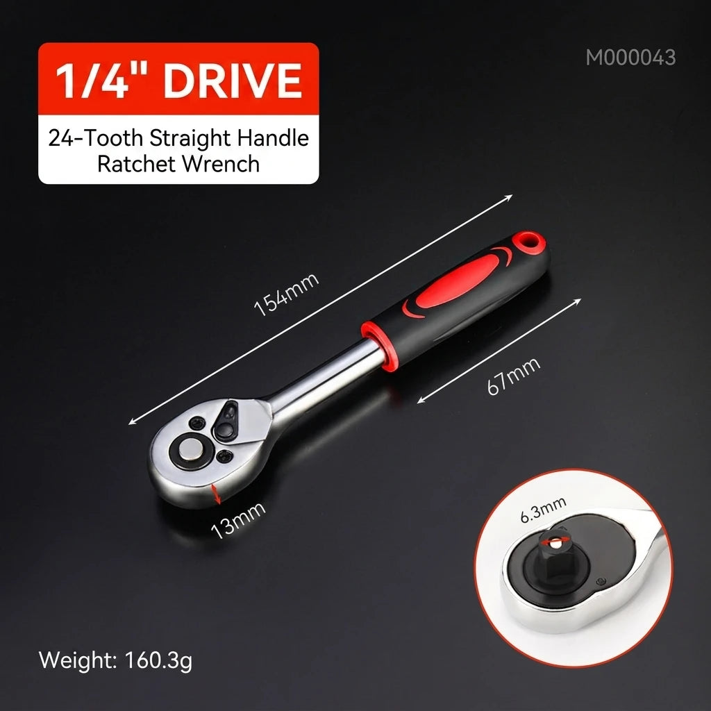 24/72 Tooth Quick Ratchet Wrench 1/2 1/4 3/8 Inch Two-Way Socket Wrench Car Bicycle Repair Tool Chrome Vanadium Steel