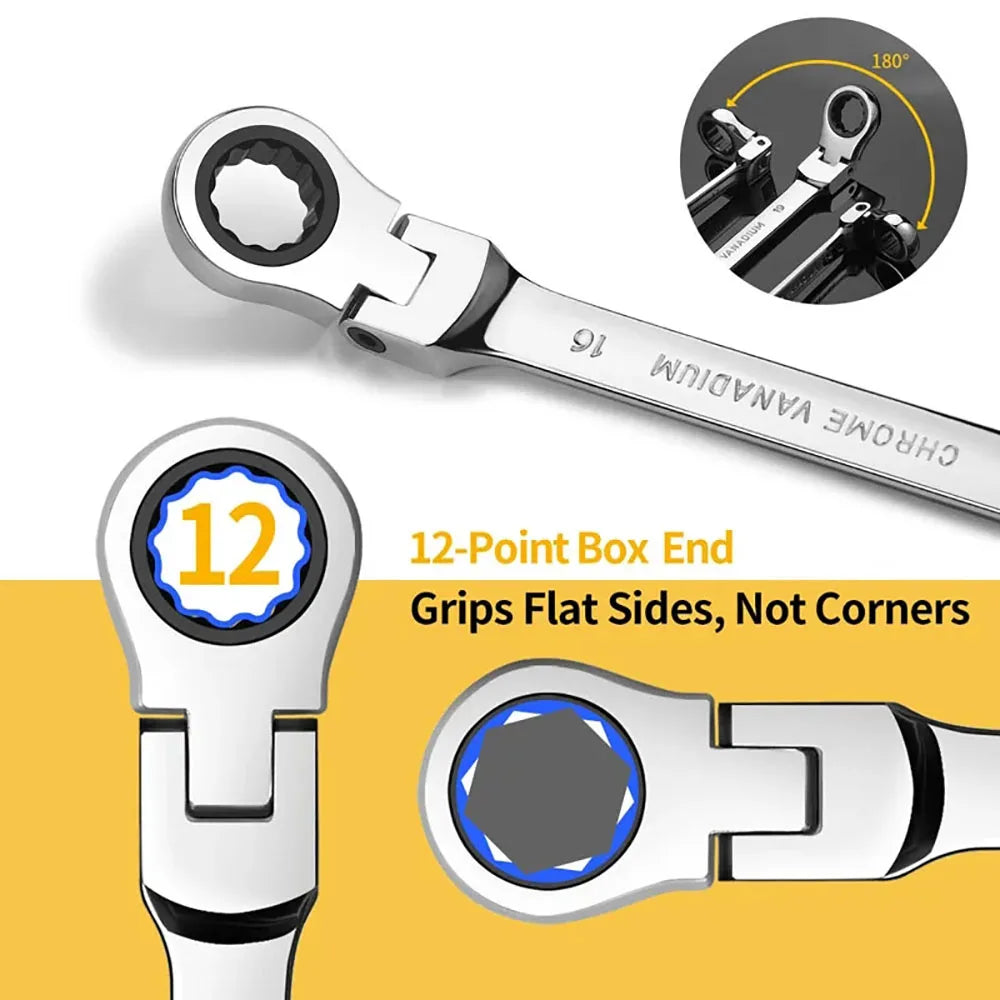 Universal 72-Tooth Ratchet Wrench, Automatic, Fast and Labor-Saving, Dual-Use, with Open End, Movable Head, Open Plummer, 1pcs