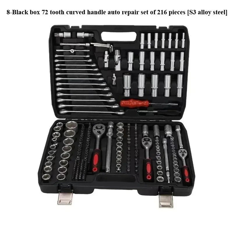 216-Piece Professional Socket Set - 1/2" 3/8" 1/4" Drive SAE & Metric, 72-Tooth Ratchet for Automotive & Home Repair