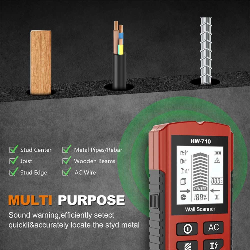 Multifunctional Stud Finder Handheld Wall Metal Detector Wood Stud AC Wire Metal Pipes Depth Wall Scanner for Home Decoration