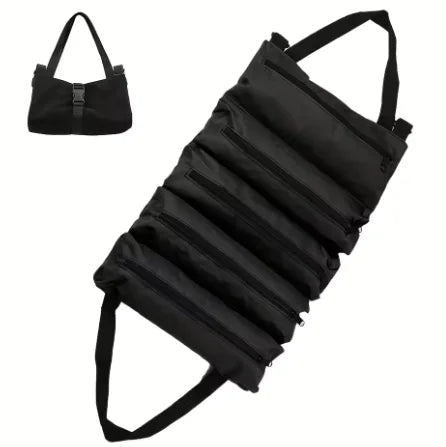 Heavy-Duty Roll-Up Tool Bag - Oxford Fabric Multi-Tool Organizer All-in-One Garage Storage for Mechanics/Electricians/Carpenters