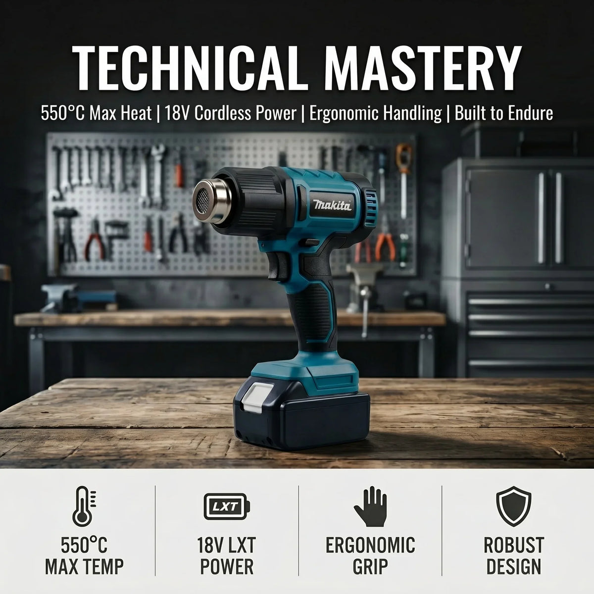Makita 18V Brushless Cordless Heat Gun – 60-540°C LCD Display (Tool Only)