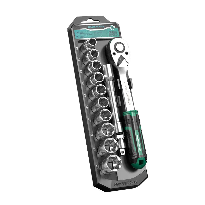1/4 1/2 Inch Ratchet Sockets Sets 72 Wrench Drive Tooth Tool Novelty Multi-funtion DIY Torque Hand Handle Bicycle Bike Car Kit