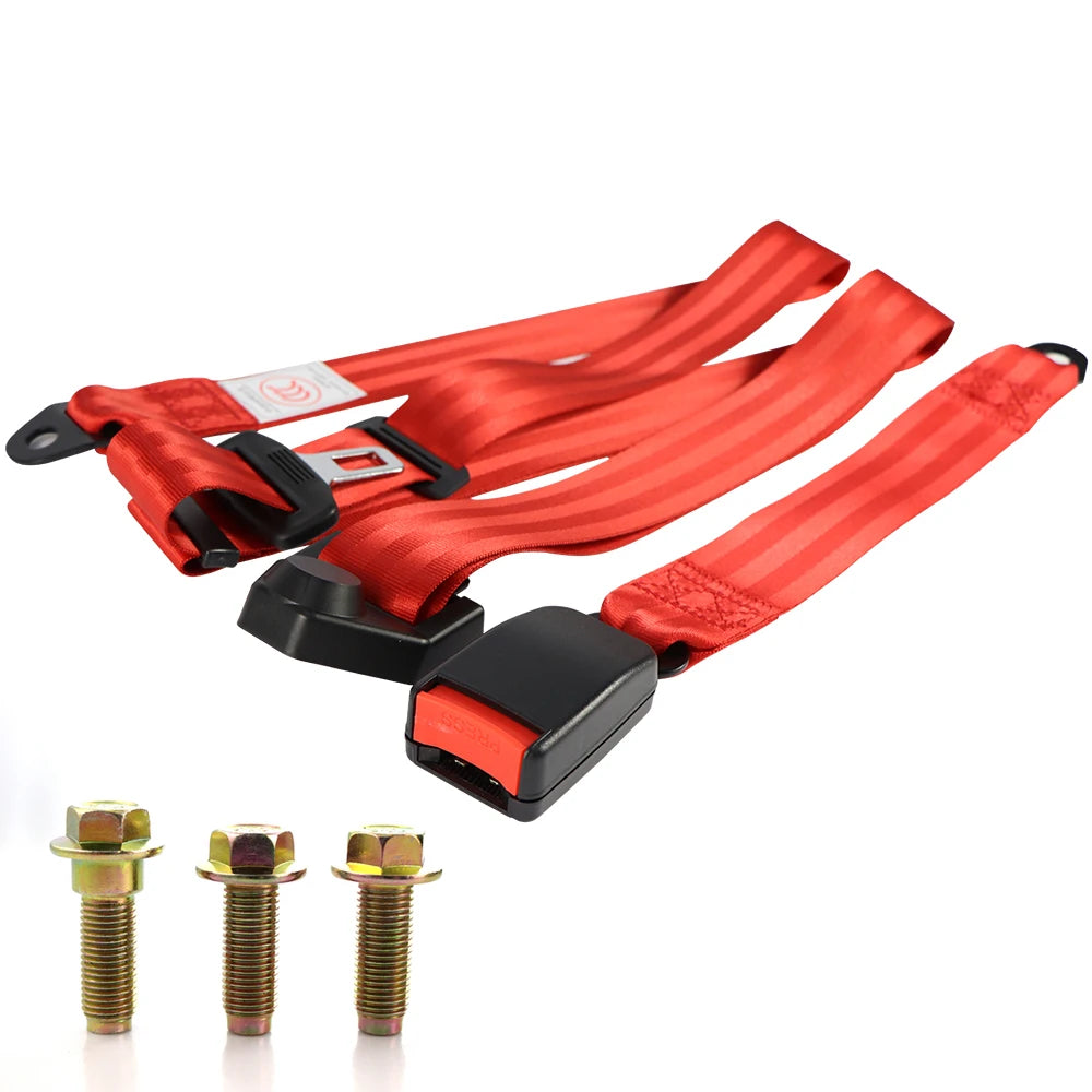 2-Pack Universal 3-Point Non-Retractable Car Safety Belts – 250cm Replacement Harness Set