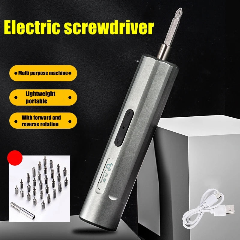 Cordless Portable Electric Screwdriver with 2 Mini Drill Magnetic Bit Home Repair USB Rechargeable Power Tool Household