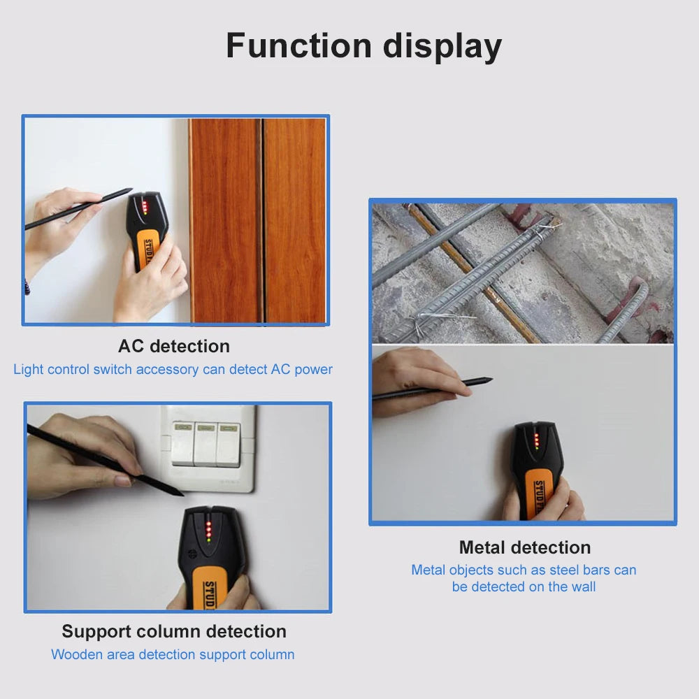 Stud Finder Wall Detector, Electronic Wood & Metal Sensor, 20mm Deep Scan Tool for Home DIY Renovation with Sound Alarm