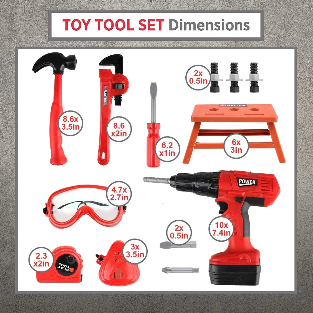 Kids Electric Toy Drill & Tool Set – Pretend Play Construction Kit for Toddlers