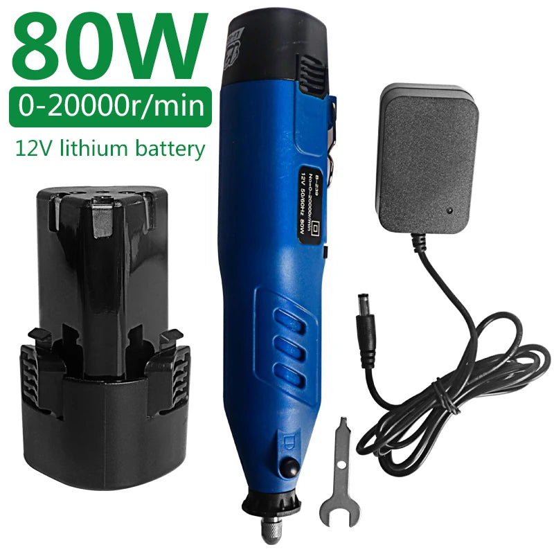 12V Cordless Rotary Tool Kit 80W Wireless Recharge Electric Dril DIY For Wood Metal Electric Drill Machine 4 Speed 0-20000r/min
