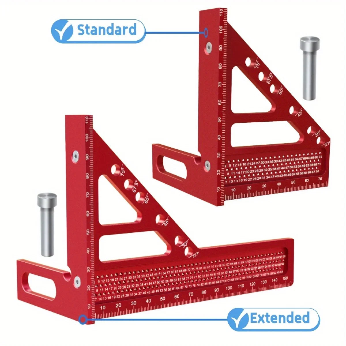 3D Aluminum Alloy Multi-Angle Woodworking Square Ruler