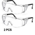 2 Pack Safety Glasses over Glasses Anti Fog Goggles Clear PC Frame Spectacles for Lab Medical and Daily Use