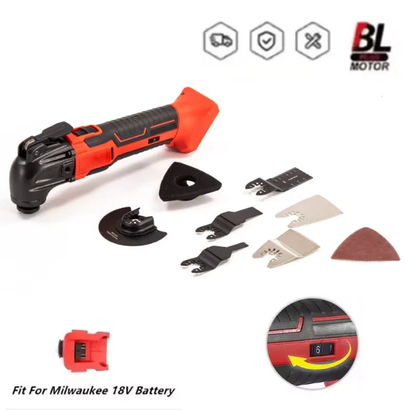 For Milwaukee 18V Battery Electric Oscillating Multi Function Tool 6 Gears Cordless Vibration Trimmer Cutting Saw Power Tools