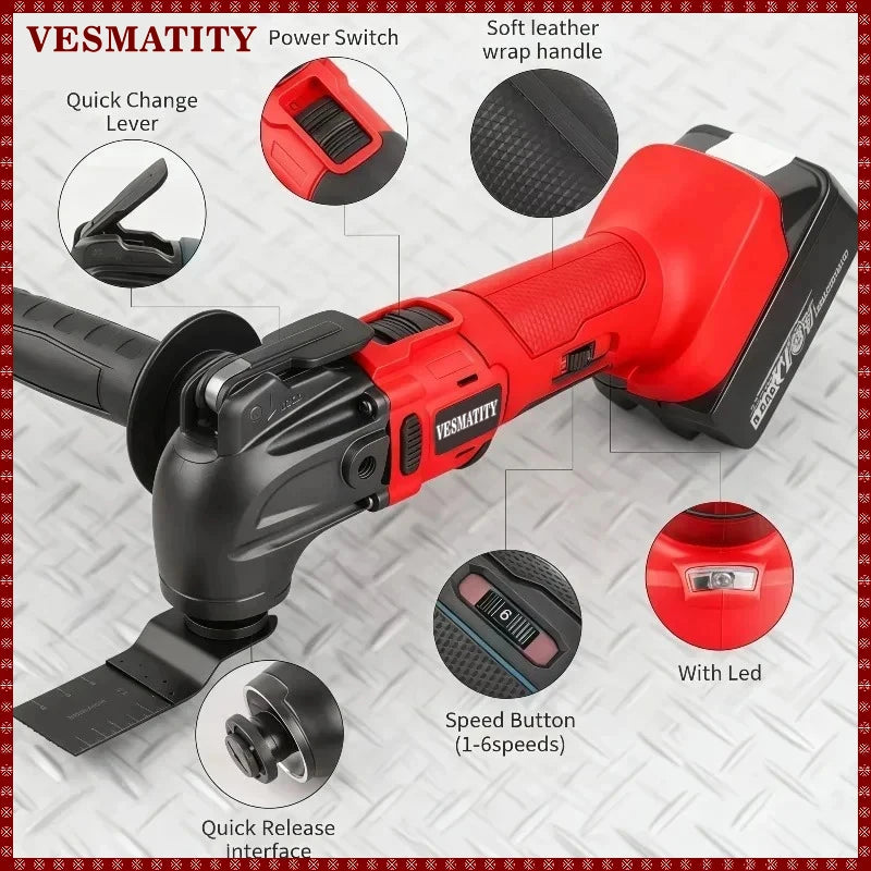 Electric Oscillating Multi Function Tool  Cordless Vibration Trimmer Cutting Saw Power Tools For Milwaukee Battery
