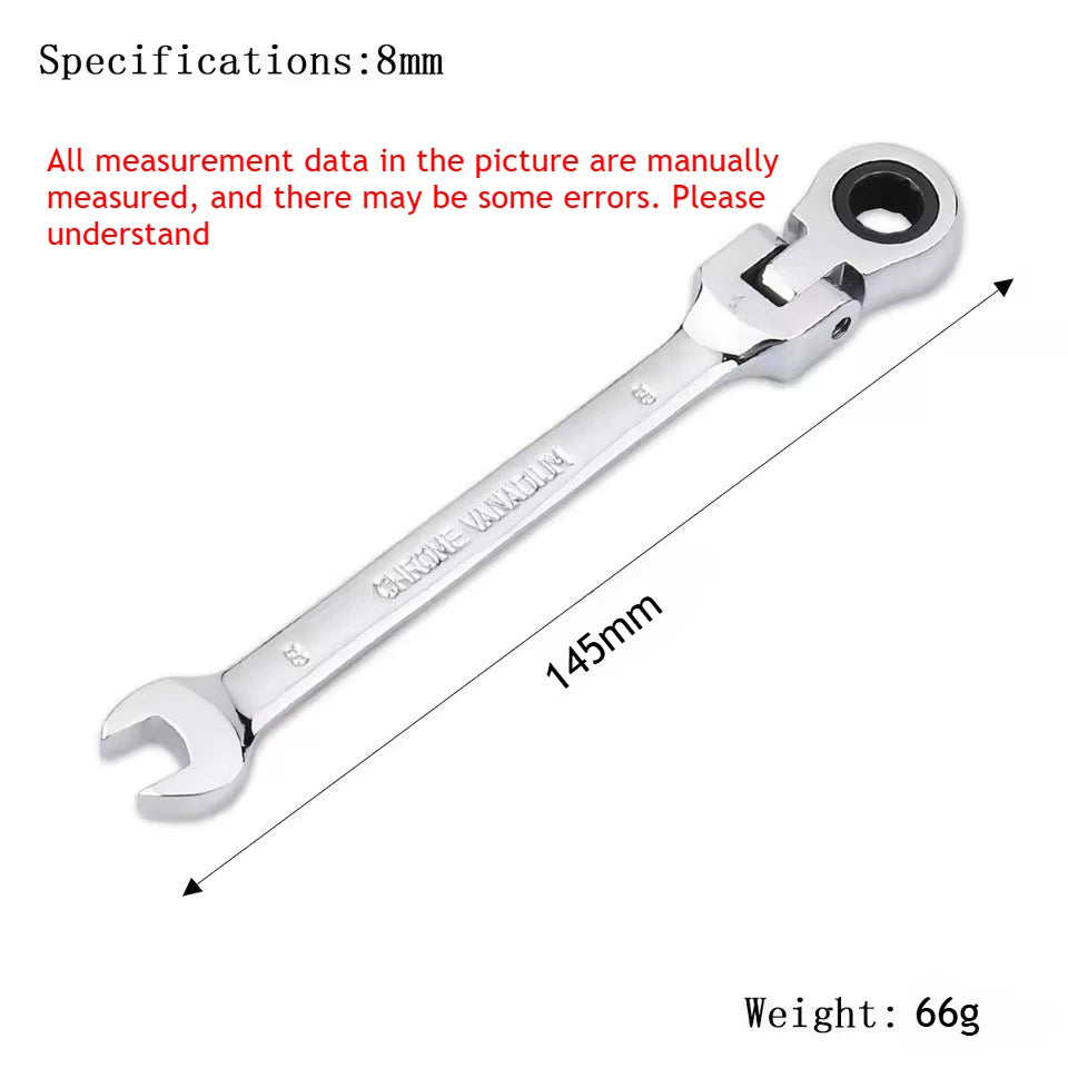 Universal 72-Tooth Ratchet Wrench, Automatic, Fast and Labor-Saving, Dual-Use, with Open End, Movable Head, Open Plummer, 1pcs