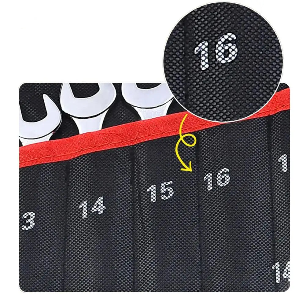 25 Slots Wrench Storage Roll Up Bag Portable Heavy Duty 6-32mm Woven Tool Organizer Pouch Tool Storage Bag Wrench Holder
