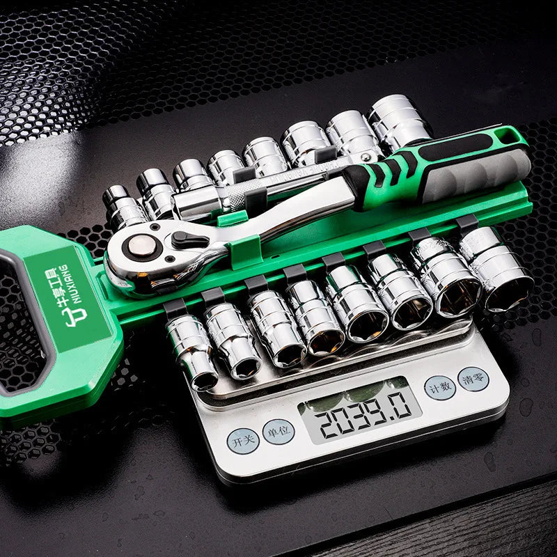 Ratchet Wrench Socket Set 72 Tooth 1/4 3/8 1/2 Inch Quick Release Reversible Handle Multi-function Auto Motorcycle Repair Tool