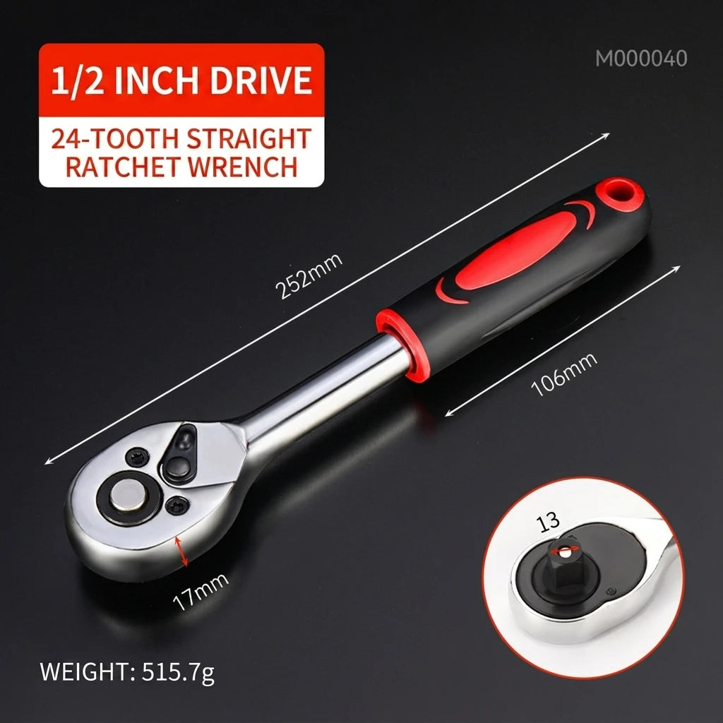 24/72 Tooth Quick Ratchet Wrench 1/2 1/4 3/8 Inch Two-Way Socket Wrench Car Bicycle Repair Tool Chrome Vanadium Steel