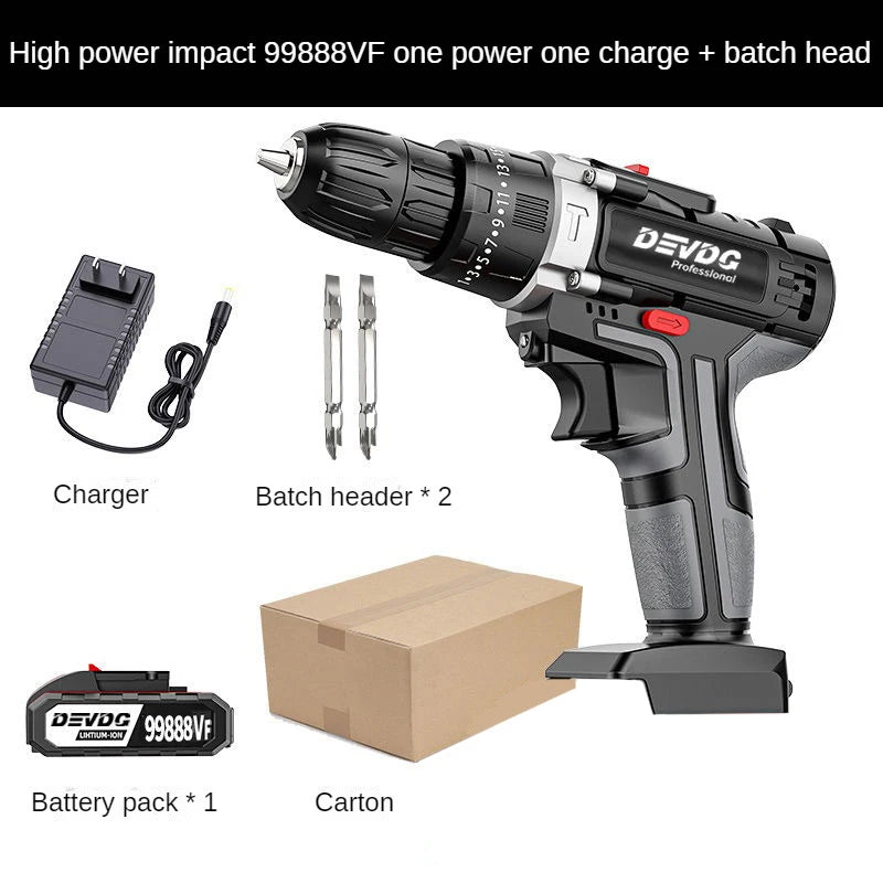 Electric Cordless Impact Drill, High-Power Electric Drill, Lithium Battery, Electric Screwdriver, Power Tool, 650W 16.8V, 150N.m