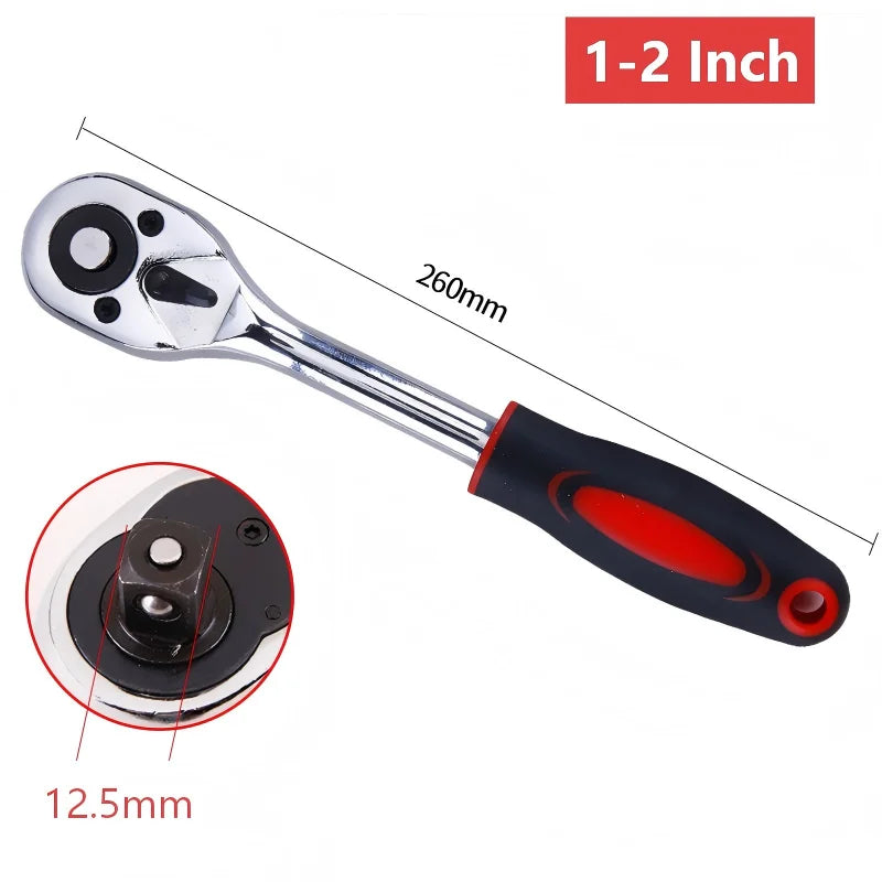 1/4", 3/8", 1/2" Ratchet Wrench Set – 24 Tooth Drive Socket Wrench Tool, Multi-Function DIY Hand Tool with Ratchet Handle